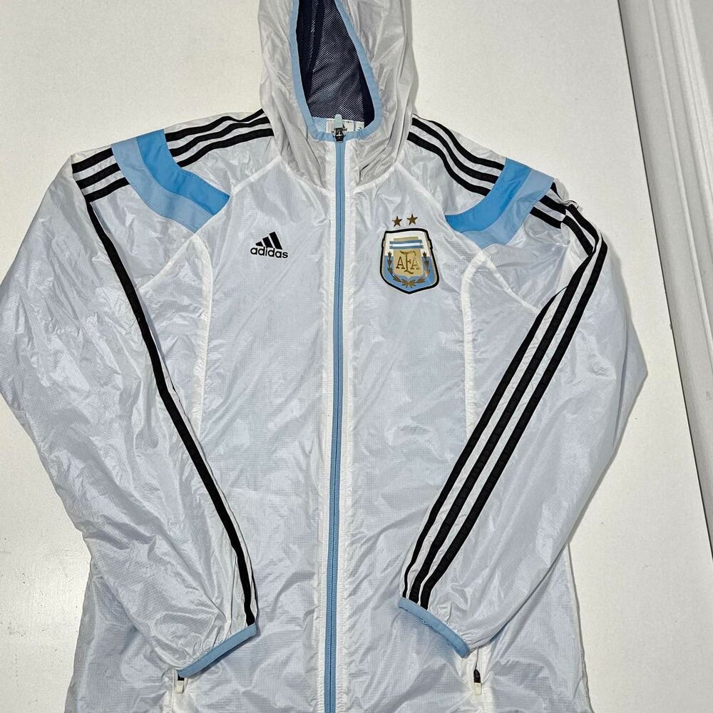 Adidas Men's White and Blue Jacket